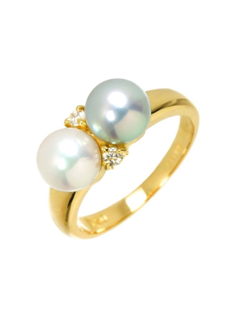 Celine Ring Akoya Pearl mm Diamond 18k YG Yellow Gold
